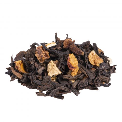 Losse Pu Erh Kerstthee met kaneel en noten in de zak