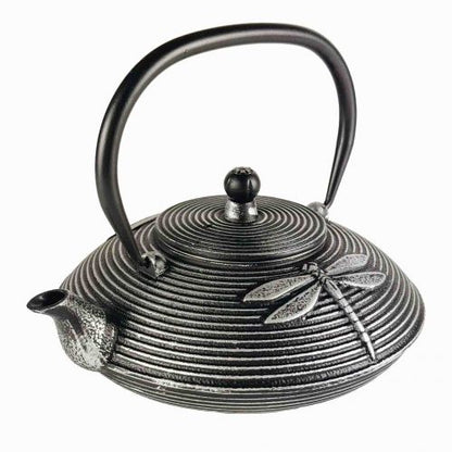 Akitsu Gietijzeren Theepot 800 ml Zwart‑Zilver Met 304 Roestvrij Staal Binnenkant