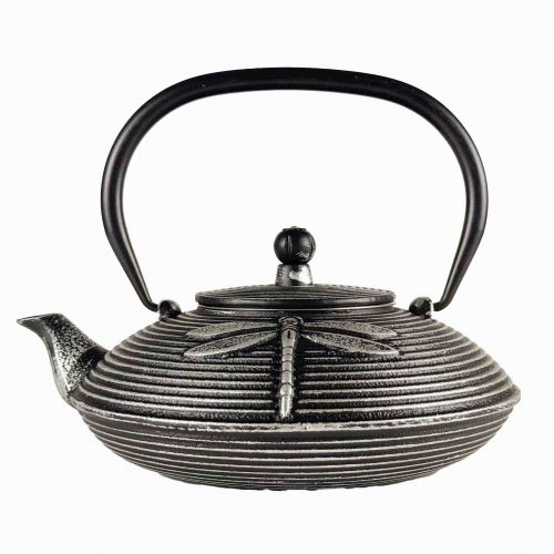 Akitsu Gietijzeren Theepot 800 ml Zwart‑Zilver Met 304 Roestvrij Staal Binnenkant