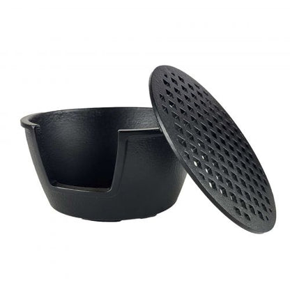 Gietijzeren theepotwarmer, zijaanzicht