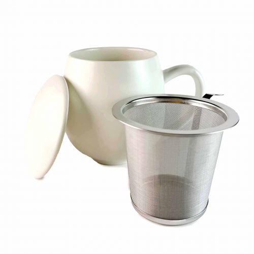 Alveus Haiku Mok Wit Keramiek met Metalen Filter - Perfect voor Thee Liefhebbers