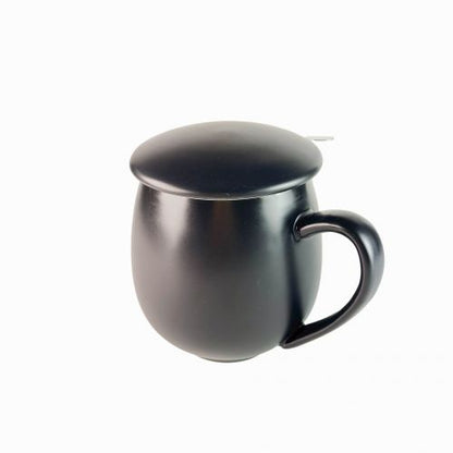Zwarte Haiku theemok van keramiek, 504 ml met metalen filter