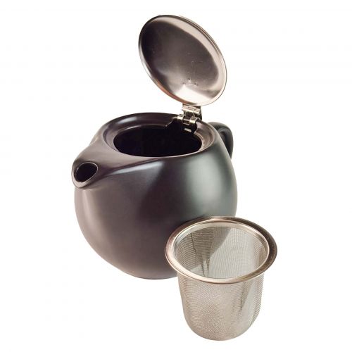 Matzwarte Haiku theepot met deksel en uitneembaar filter