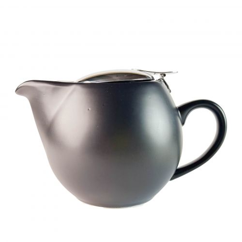 Stijlvolle Haiku Zwarte Keramische Theepot met Metalen Filter 500ml Mat Zwart