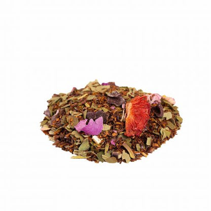 Biologische Liefdesthee: Sinaasappel, Rooibos, Mate, Chili, Aardbei & Vanille Kruidenthee