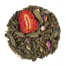 Biologische Groene Thee Wilde Roos: Aardbei & Rozenblaadjes Infusie voor Verfijnde Smaak