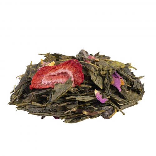 Biologische Groene Thee Wilde Roos: Aardbei & Rozenblaadjes Infusie voor Verfijnde Smaak