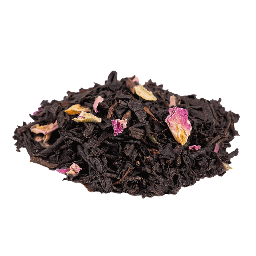 Rose Leaf Tea – detail van losse thee met rozenblaadjes